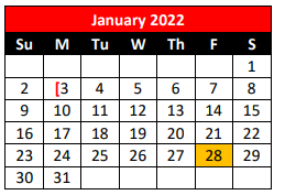 District School Academic Calendar for New El for January 2022