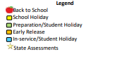 District School Academic Calendar Legend for Barrera El