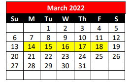 District School Academic Calendar for A S Canavan El for March 2022