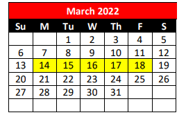 District School Academic Calendar for Ynes B Escobar El for March 2022