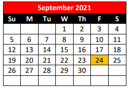District School Academic Calendar for New El for September 2021