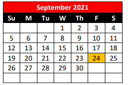 District School Academic Calendar for Instr & Guide Ctr for September 2021