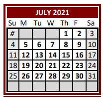 District School Academic Calendar for Roosevelt Daep for July 2021