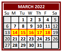 District School Academic Calendar for Roosevelt Junior High for March 2022