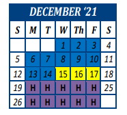 District School Academic Calendar for Roscoe High School for December 2021