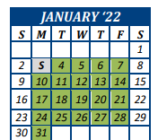 District School Academic Calendar for Roscoe High School for January 2022