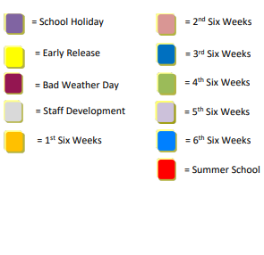 District School Academic Calendar Legend for Roscoe Elementary