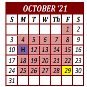 District School Academic Calendar for Hobbs Alter Ed Co-op for October 2021