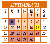 District School Academic Calendar for Hobbs Alter Ed Co-op for September 2021