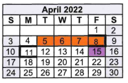 District School Academic Calendar for Rosebud-lott Junior High for April 2022