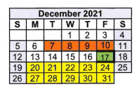 District School Academic Calendar for Rosebud-lott High School for December 2021