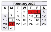 District School Academic Calendar for Rosebud-lott Daep for February 2022