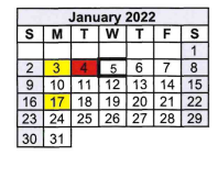 District School Academic Calendar for Lott Elementary for January 2022