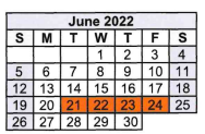 District School Academic Calendar for Rosebud-lott Junior High for June 2022