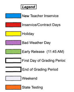 District School Academic Calendar Legend for Rosebud-lott Learning Center