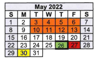 District School Academic Calendar for Rosebud-lott Daep for May 2022