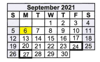 District School Academic Calendar for Rosebud-lott Junior High for September 2021