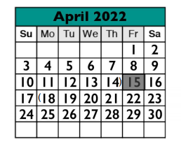 District School Academic Calendar for C D Fulkes Middle School for April 2022