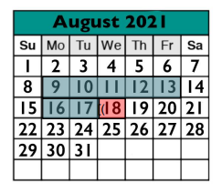 District School Academic Calendar for C D Fulkes Middle School for August 2021