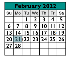 District School Academic Calendar for Cedar Valley Middle for February 2022