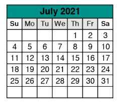 District School Academic Calendar for Jollyville Elementary for July 2021