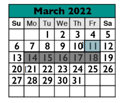 District School Academic Calendar for C D Fulkes Middle School for March 2022