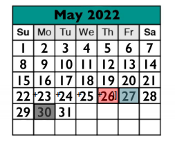 District School Academic Calendar for Goals for May 2022