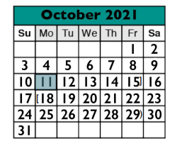 District School Academic Calendar for C D Fulkes Middle School for October 2021