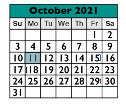 District School Academic Calendar for Old Town Elementary for October 2021