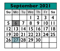 District School Academic Calendar for Great Oaks Elementary for September 2021