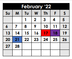 District School Academic Calendar for Rusk Primary for February 2022
