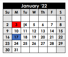 District School Academic Calendar for Rusk Intermediate for January 2022