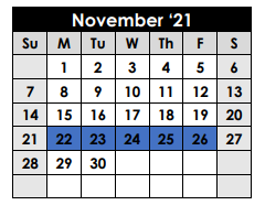District School Academic Calendar for Rusk Intermediate for November 2021