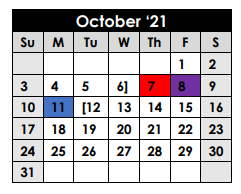 District School Academic Calendar for Rusk Elementary for October 2021