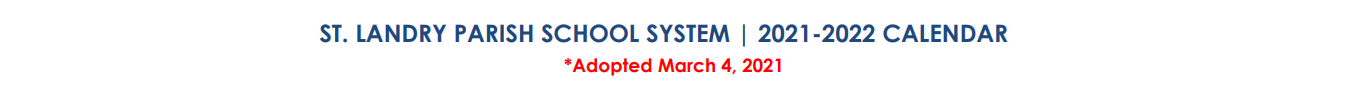 District School Academic Calendar for Port Barre Middle School