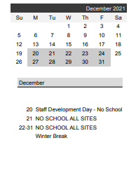 District School Academic Calendar for Franklin Magnet Elementary for December 2021