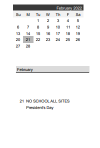 District School Academic Calendar for Boys Totem Town for February 2022