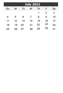 District School Academic Calendar for Franklin Magnet Elementary for July 2021