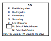 District School Academic Calendar Legend for Franklin Magnet Elementary
