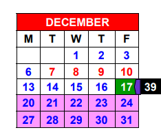 District School Academic Calendar for Salado High School for December 2021
