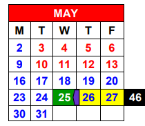District School Academic Calendar for Bell County Alternative for May 2022