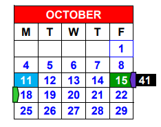 District School Academic Calendar for Bell County Alternative for October 2021