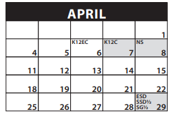 District School Academic Calendar for Kennedy Elementary School for April 2022