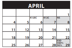 District School Academic Calendar for Jane Goodall Environmental Middle Charter School for April 2022