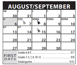 District School Academic Calendar for Lee Elementary School for August 2021