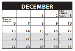 District School Academic Calendar for Hammond Elementary School for December 2021