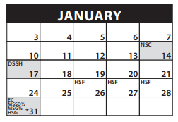 District School Academic Calendar for Pringle Elementary School for January 2022