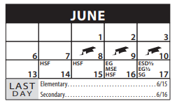 District School Academic Calendar for Brush College Elementary School for June 2022