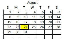 District School Academic Calendar for Dilworth School for August 2021