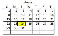 District School Academic Calendar for Shelter School for August 2021